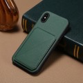 For iPhone X / XS D04 Calf Texture Dual Card Slot Holder Phone Case(Green)