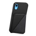 For iPhone XR D04 Calf Texture Dual Card Slot Holder Phone Case(Black)