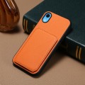 For iPhone XR D04 Calf Texture Dual Card Slot Holder Phone Case(Orange)