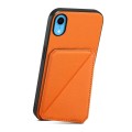 For iPhone XR D04 Calf Texture Dual Card Slot Holder Phone Case(Orange)