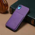 For iPhone XR D04 Calf Texture Dual Card Slot Holder Phone Case(Purple)