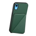 For iPhone XR D04 Calf Texture Dual Card Slot Holder Phone Case(Green)