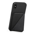 For iPhone XS Max D04 Calf Texture Dual Card Slot Holder Phone Case(Black)