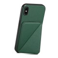 For iPhone XS Max D04 Calf Texture Dual Card Slot Holder Phone Case(Green)