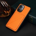 For OPPO K11 / OnePlus Nord CE 3 5G D04 Calf Texture Dual Card Slot Holder Phone Case(Orange)