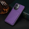 For OPPO K11 / OnePlus Nord CE 3 5G D04 Calf Texture Dual Card Slot Holder Phone Case(Purple)