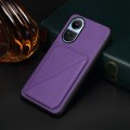 For OPPO Reno10 5G/Reno10 Pro 5G Global D04 Calf Texture Dual Card Slot Holder Phone Case(Purple)