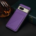 For Google Pixel 8 D04 Calf Texture Dual Card Slot Holder Phone Case(Purple)