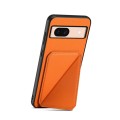 For Google Pixel 8a D04 Calf Texture Dual Card Slot Holder Phone Case(Orange)
