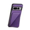 For Google Pixel 7 Pro D04 Calf Texture Dual Card Slot Holder Phone Case(Purple)