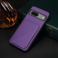 For Google Pixel 7 D04 Calf Texture Dual Card Slot Holder Phone Case(Purple)