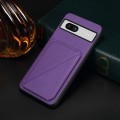 For Google Pixel 7a D04 Calf Texture Dual Card Slot Holder Phone Case(Purple)