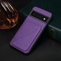 For Google Pixel 6 Pro D04 Calf Texture Dual Card Slot Holder Phone Case(Purple)