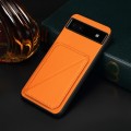For Google Pixel 6a D04 Calf Texture Dual Card Slot Holder Phone Case(Orange)
