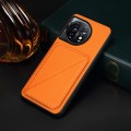 For OnePlus 11 D04 Calf Texture Dual Card Slot Holder Phone Case(Orange)