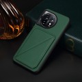 For OnePlus 11 D04 Calf Texture Dual Card Slot Holder Phone Case(Green)