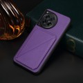 For OnePlus 12 D04 Calf Texture Dual Card Slot Holder Phone Case(Purple)