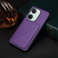 For OnePlus Ace 2V D04 Calf Texture Dual Card Slot Holder Phone Case(Purple)