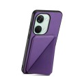 For OnePlus Ace 2V D04 Calf Texture Dual Card Slot Holder Phone Case(Purple)