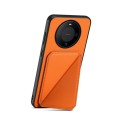 For Huawei Mate 60 D04 Calf Texture Dual Card Slot Holder Phone Case(Orange)