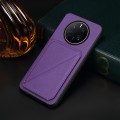 For Huawei Mate 50 Pro D04 Calf Texture Dual Card Slot Holder Phone Case(Purple)