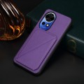 For Huawei nova 12 D04 Calf Texture Dual Card Slot Holder Phone Case(Purple)