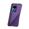 For Huawei nova 12 D04 Calf Texture Dual Card Slot Holder Phone Case(Purple)