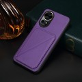 For Huawei nova 12 Pro D04 Calf Texture Dual Card Slot Holder Phone Case(Purple)