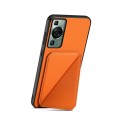 For Huawei P60 / P60 Pro D04 Calf Texture Dual Card Slot Holder Phone Case(Orange)