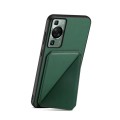 For Huawei P60 / P60 Pro D04 Calf Texture Dual Card Slot Holder Phone Case(Green)