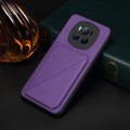 For Honor Magic6 Pro 5G D04 Calf Texture Dual Card Slot Holder Phone Case(Purple)