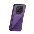 For Honor Magic6 Pro 5G D04 Calf Texture Dual Card Slot Holder Phone Case(Purple)