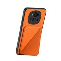 For Honor Magic6 5G D04 Calf Texture Dual Card Slot Holder Phone Case(Orange)