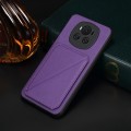For Honor Magic6 5G D04 Calf Texture Dual Card Slot Holder Phone Case(Purple)