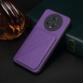 For Honor Magic5 Pro 5G D04 Calf Texture Dual Card Slot Holder Phone Case(Purple)