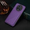 For Honor Magic5 Ultimate 5G D04 Calf Texture Dual Card Slot Holder Phone Case(Purple)
