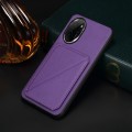 For Honor 100 Pro D04 Calf Texture Dual Card Slot Holder Phone Case(Purple)