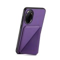 For Honor 100 Pro D04 Calf Texture Dual Card Slot Holder Phone Case(Purple)