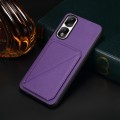 For Honor 90 Pro D04 Calf Texture Dual Card Slot Holder Phone Case(Purple)