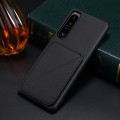 For Sony Xperia 1 IV D04 Calf Texture Dual Card Slot Holder Phone Case(Black)