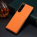 For Sony Xperia 1 IV D04 Calf Texture Dual Card Slot Holder Phone Case(Orange)