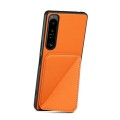 For Sony Xperia 1 IV D04 Calf Texture Dual Card Slot Holder Phone Case(Orange)