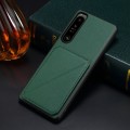 For Sony Xperia 1 IV D04 Calf Texture Dual Card Slot Holder Phone Case(Green)