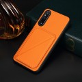 For Sony Xperia 1 V D04 Calf Texture Dual Card Slot Holder Phone Case(Orange)
