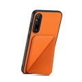 For Sony Xperia 1 V D04 Calf Texture Dual Card Slot Holder Phone Case(Orange)