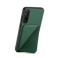 For Sony Xperia 1 V D04 Calf Texture Dual Card Slot Holder Phone Case(Green)