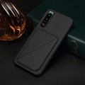 For Sony Xperia 5 III D04 Calf Texture Dual Card Slot Holder Phone Case(Black)
