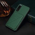 For Sony Xperia 5 III D04 Calf Texture Dual Card Slot Holder Phone Case(Green)