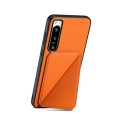 For Sony Xperia 5 IV D04 Calf Texture Dual Card Slot Holder Phone Case(Orange)