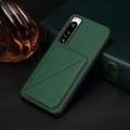 For Sony Xperia 5 IV D04 Calf Texture Dual Card Slot Holder Phone Case(Green)